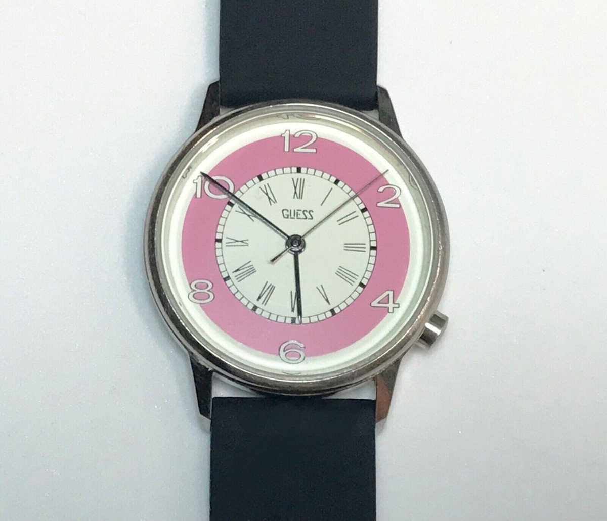 GUESS PINK 80s RETRO VINTAGE CROC LEATHER BAND WATCH- WORKS ! ?⌚️ Women main image 3