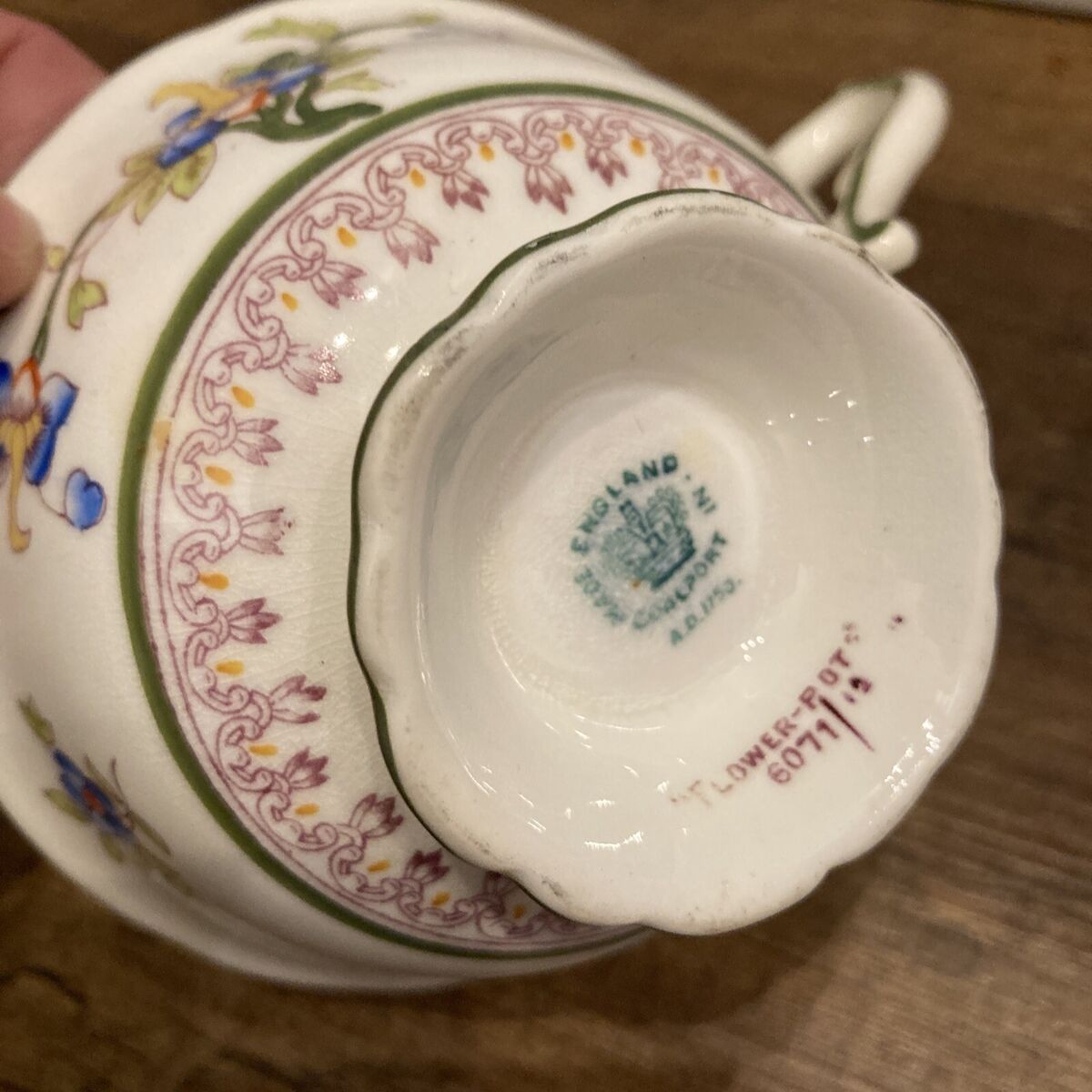 2 Antique Coalport Flower Pot Coffee Tea Cups 6071 England 2 Antique Coalport Flower Pot Coffee Tea Cups 6071 England