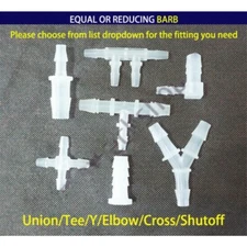 T Y Plastic Straight Wye Elbow Hose Barb Fitting Tube Connector Reducing In to