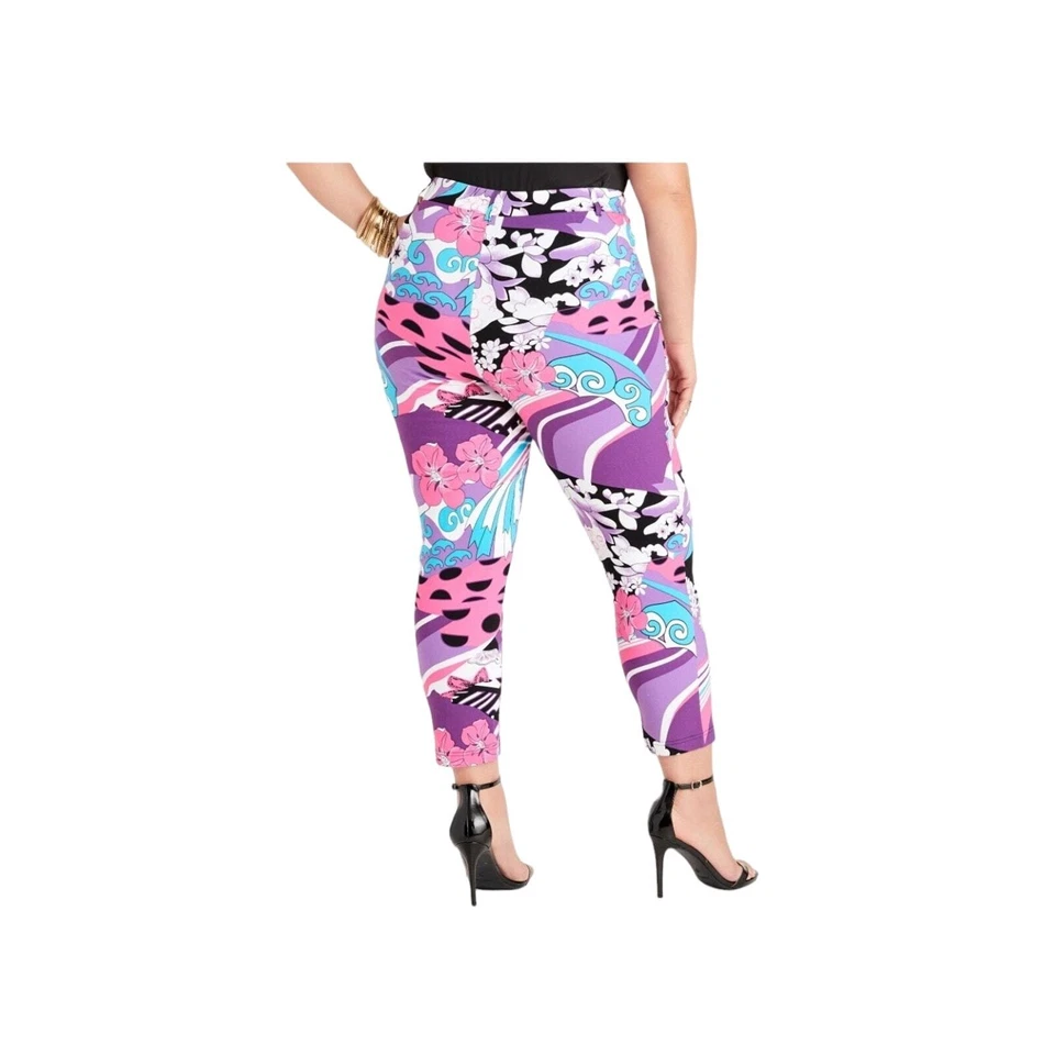 Pantalones Pull-On Ashley Stewart Estampado Mezcla Elastizados Fandango Rosa Multicolor Talla 34 Foto 2 de 4