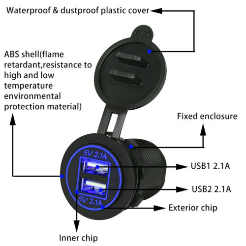 12V Car Cigarette Lighter Socket Dual USB 2.1A Port Charger Power Outlet LED USA - Picture 4 of 22