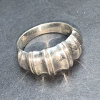 STERLING SILVER 925 Ring N20 Sz 7 Bone Wave Bamboo Scallop Skeleton Dome Band