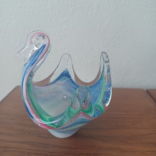 Plato pequeño cuenco votivo baratija cisne vidrio arte italiano cristal de Murano de colección - Imagen 4 de 15