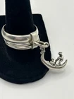 Vintage 925 Sterling Mexico Layered Ring with 3D Gondola & Gondolier Charm 10g