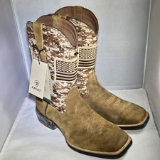 Ariat Sport Patriot Wide Square Toe Cowboy Boots Men's 10.5 D Western Leather