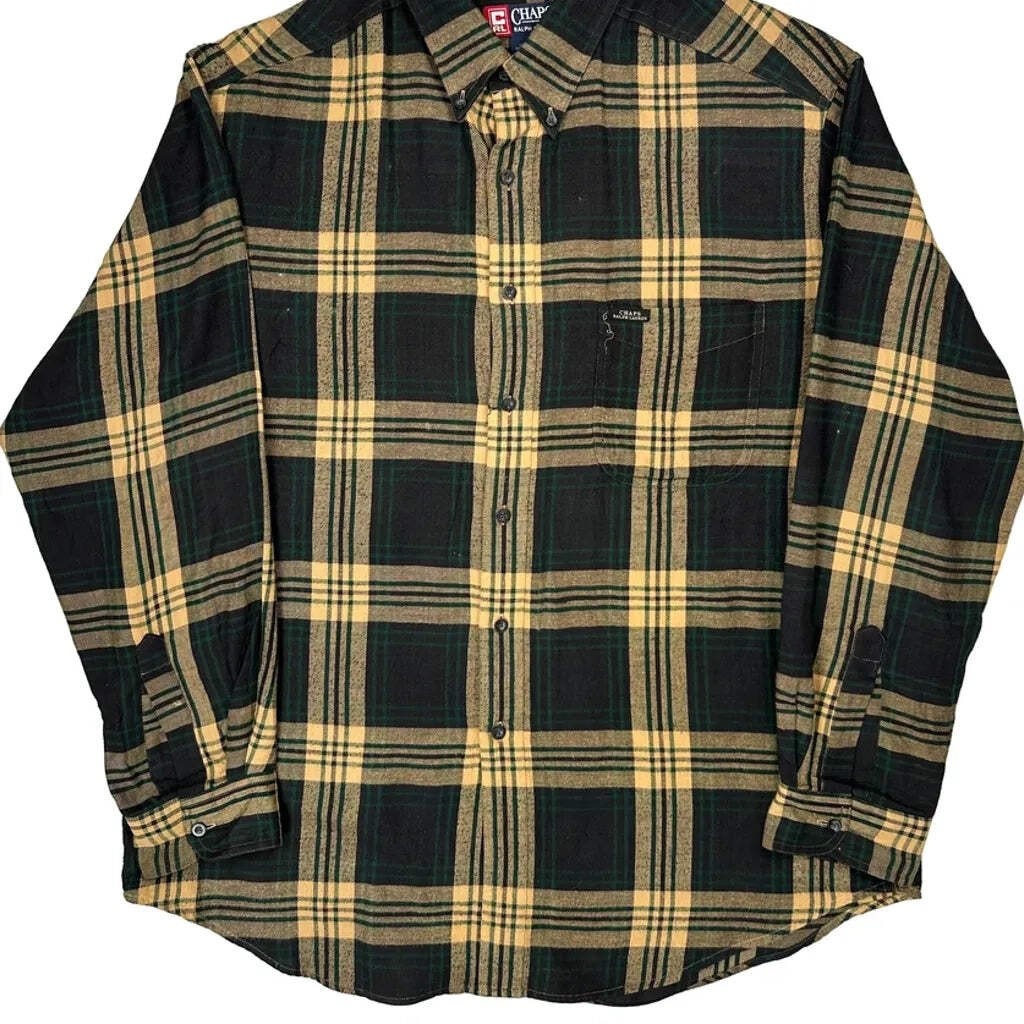 Chaps Ralph Lauren Checked Flannel Shirt - XL Green Cotton image 5