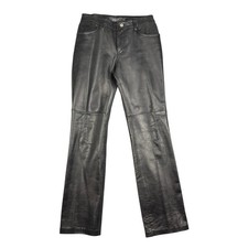VTG Y2K Gap Bootcut Genuine Leather Pants Women's Size 2 Black Biker Moto Grunge