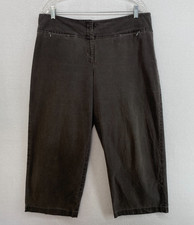 EILEEN FISHER Pants L Cotton Washed Canvas Straight Cropped Chino Gray VTG