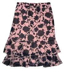 Vintage Whimsical Floral Tiered Fairy Midi Skirt L Feminine Delicate Coquette