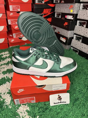 Nike Dunk Michigan State Satin White Team Green Womens DX5931-100 11W/9.5M