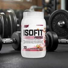 Nutrex IsoFit Whey Protein Powder – 100% Whey Isolate Strawberries & Cream 30srv