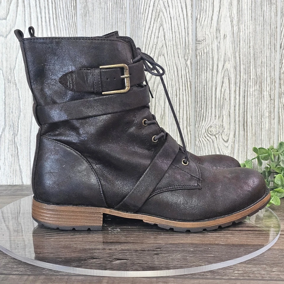 Botas de Combate Madeline Niña Marrón Grunge Festival Moto Streetwear Suela Talla 11M Foto 3 de 4