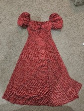 Women's Summer Beach Maxi Dress Casual Long Flowy Red and White Floral size xs