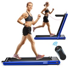 2-in-1 Folding Treadmill 2.25HP Jogging Machine w/ Dual LED Display Blue