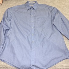 Calvin Klein Cotton Classic Long Sleeve Dress Shirt 17/36 XL Blue Men  s Button