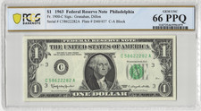 Fr.1900-C 1963 Philadelphia $1 Federal Reserve Note PCGS GEM UNC 66 PPQ