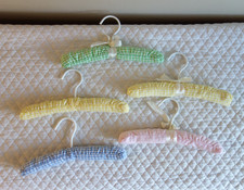 Vtg   Lot of 5 Infant Baby Child Padded Gingham Fabric Clothes Hangers