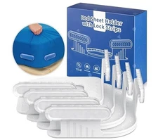 Bed Sheet Holder Straps w/ Locks | Heavy Duty Fitted Sheet Fasteners – WHITE