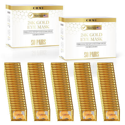 CHMI under Eye Patches (100 Pairs) - 24K Gold Eye Patches for Puffy Eyes, Dark C