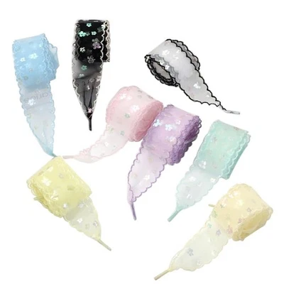 8 Paar Farbig Organza Schnürsenkel Blumenmuster Flach für Sneaker - Bild 1 von 4