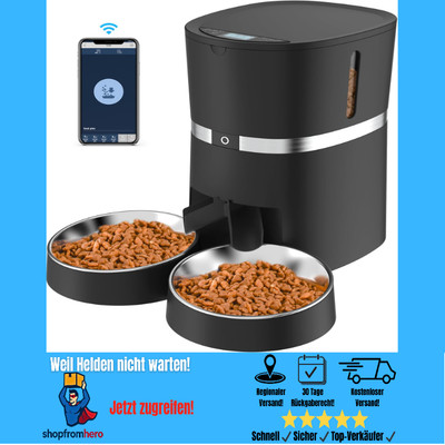 smart automatic cat & dog feeder wifi automatic feeder for 2 cats, pet feeder...
