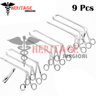 Laminectomy Intervertebral Disc Rongeur 9 Pcs Set Up,Down,Straight 2,3,4mm 18cm