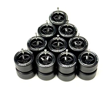 5x Sets Advan V2 13/13mm Replacement Wheels Rubber Tires for 1/64 Scale Car BLK