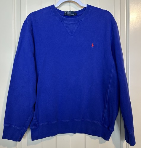 Polo Ralph Lauren Herren Rundhals Sweatshirt Pullover blau mit rotem Pony Gr. M