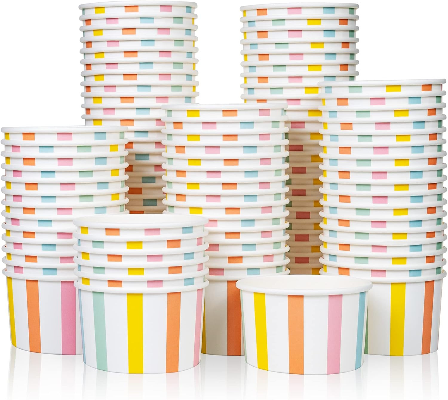 Paper Ice Cream Cups, 100-Count 5.5-Oz Disposable Dessert Bowls for Hot or Cold