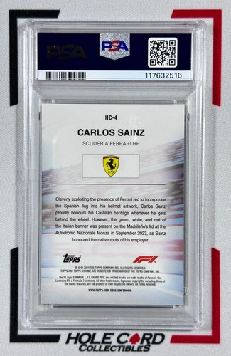 CARLOS SAINZ PSA 10 2024 Topps Chrome Formula 1 F1 #HC-4 Helmet Gold 41/50 - Picture 2 of 2