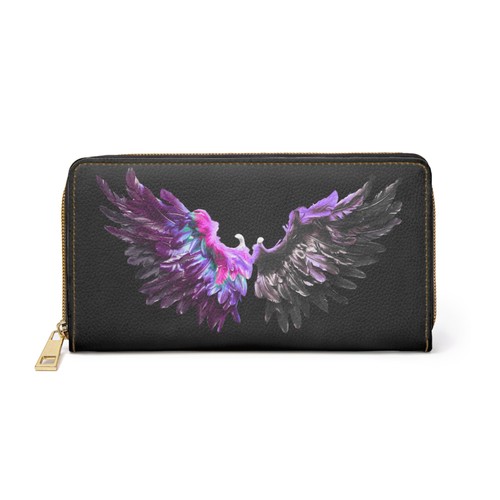 Free Spirit Wings Zipper Wallet | Purple Angel Wing Wallet