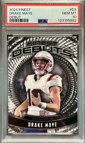 2024 TOPPS FINEST DEBUT #D3 DRAKE MAYE ROOKIE PSA 10 GEM MINT PATRIOTS QB RC