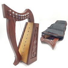 9 String Celtic Harp Solid Rosewood Natural String Carry Bag Tuning Key Beginner