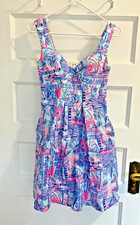 Lilly Pulitzer Summer Dress Womens Cyndi Whisper Blue Yeah Buoy Size 00 SALE