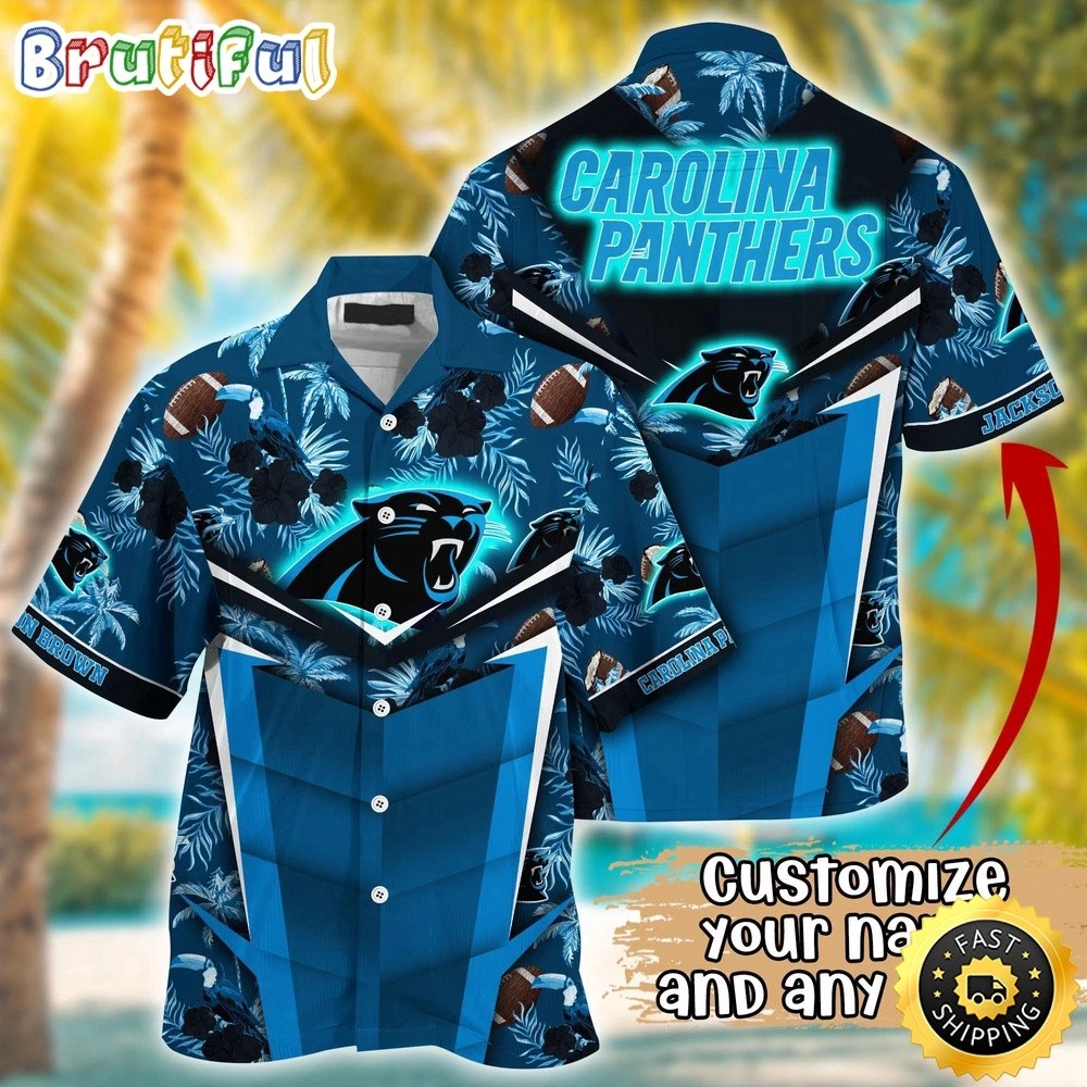 Customized Carolina Panthers Summer Football Aloha Hawaiian Shirt