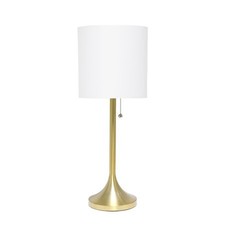 SIMPLE DESIGNS LT1076-GDW Gold Tapered Table Lamp with White Fabric Drum Shade
