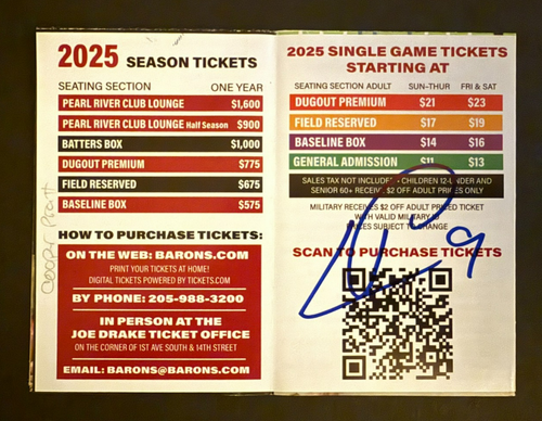 BREWERS Prospect: Cooper Pratt, SIGNED 2025 Schedule - Picture 1 of 2