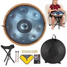 Adult Handpan Drum 18 inch 9 Notes 440Hz G Minor Kurd Steel Handpan Drum New