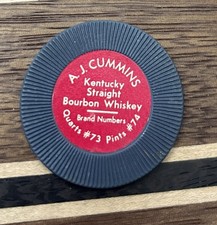 A.j. Cummins Blue Chip Kentucky Straight Bourbon Whiskey Token