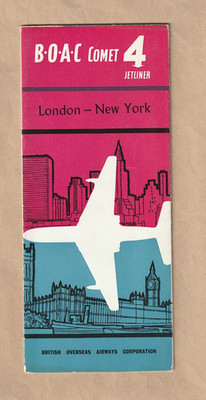 B.O.A.C. COMET 4 JETLINER 1958 SINGLE SHEET FOLDING BROCHURE. LONDON - NEW YORK