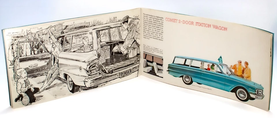 Folheto publicitário 1960 Ford Mercury Comet concessionária - Carro limpo desdobrável - Imagem 4 de 4