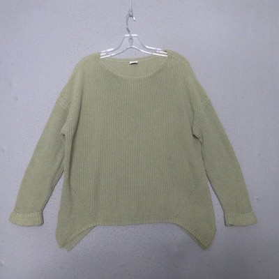 Poetry Sweater 10 Green Lagenlook Ribbed Asymmetrical Cotton Quiet Luxury Comfy