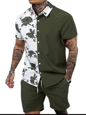 Outfit size xl Men Hawaiian Shirt Shorts 2 Pieces Set New Tracksuit