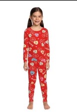 Girl's Red Valentines Sweethearts Candy Hearts Print Pajama Sleepwear Set
