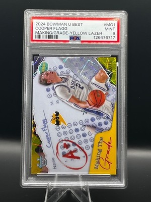 2024 BowmanU Cooper Flagg Yellow Lazer #2/75 PSA 9 Jersey Number JSY# Rookie RC