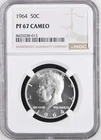 1964 KENNEDY HALF DOLLAR, 50C, NGC, PF 67 CAMEO, PR67CAM