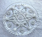Vintage 13½” ANCHOR HOCKING Star of David Prescut Clear Round Glass Platter/Tray