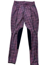 Kerrits Equestrian Jodhpurs Breeches Riding Pants Womens Small Purple Plaid Knee