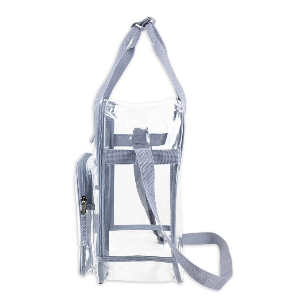 Unisex Clear Double Handle Stadium Approved Tote, Grey Trim - thumbnail 6