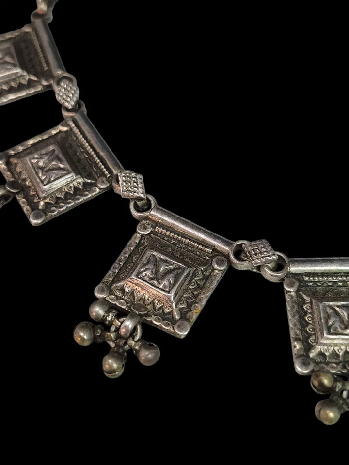 Stearling silver artisan ethnic Indian traditional tribal choker necklace58.69g  - Image 4 of 4